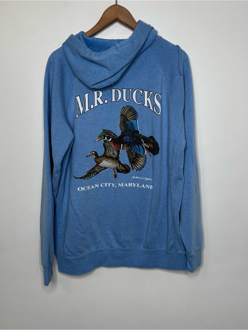 MR Ducks Blue Fleece Full Zip Hoodie Sweatshirt Jacket Sz Large - Picture 4 of 8